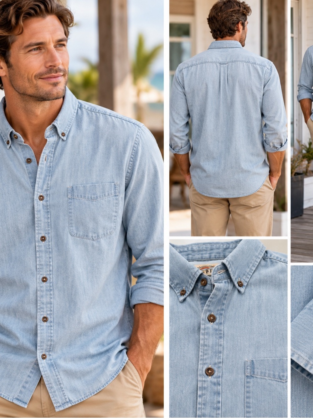 Faherty Light Wash Denim Button-Down Shirt